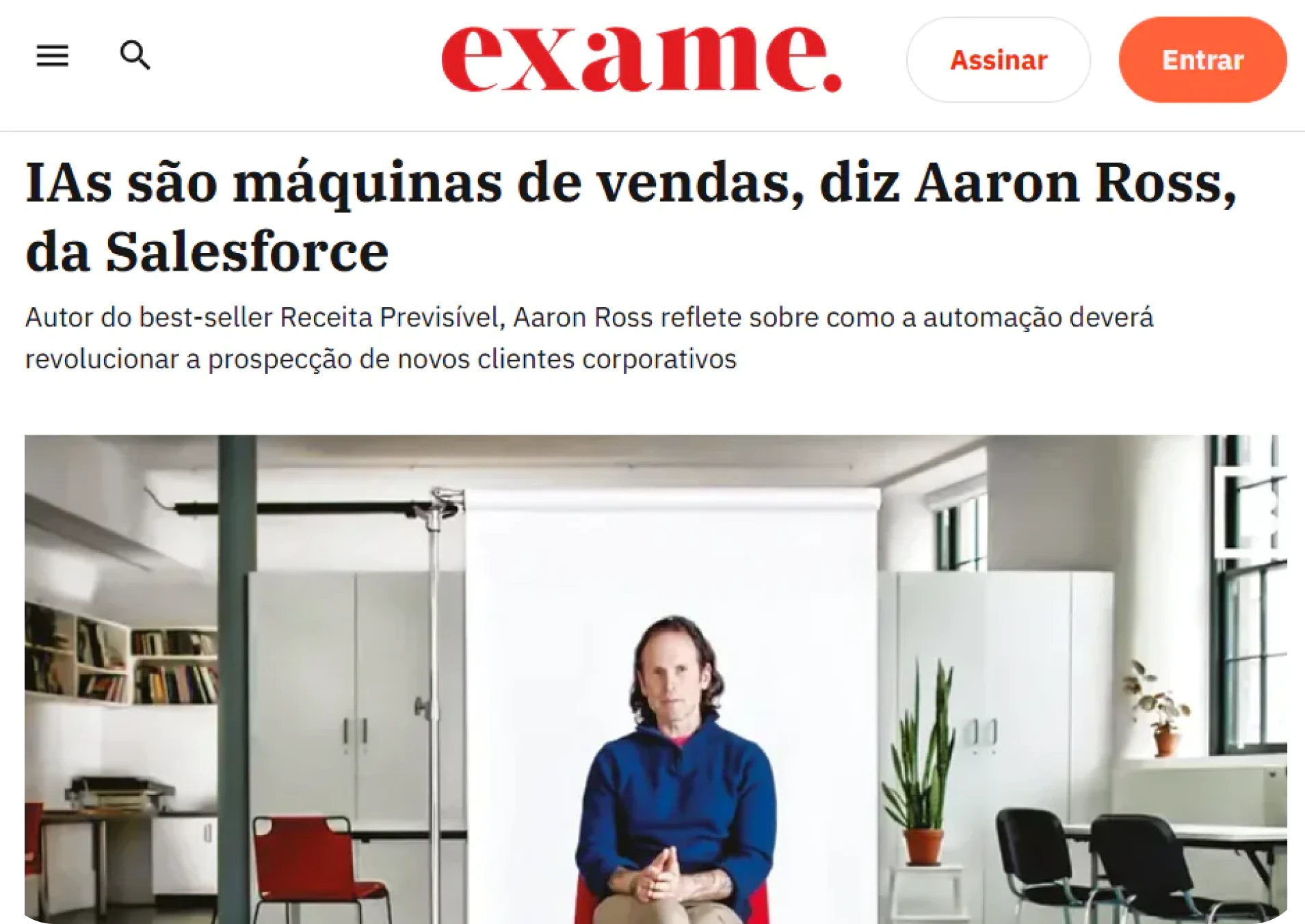 Exame — IAs são máquinas de vendas, diz Aaron Ross, da Salesforce