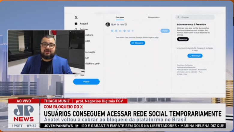 Jovem Pan News — Thiago Muniz comenta o acesso à rede social X